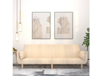 vidaXL 2místná rozkládací pohovka se 2 polštáři krémová textil