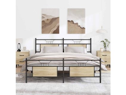 vidaXL Kovový rám postele bez matrace dub sonoma 183 x 213 cm