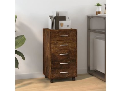 vidaXL Zásuvková skříňka na kolečkách kouřový dub kompozitní dřevo