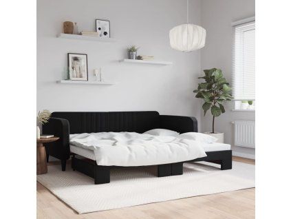 vidaXL Válenda s přistýlkou černá 100 x 200 cm samet