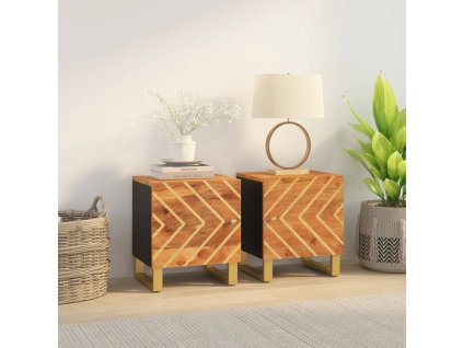 vidaXL Noční stolky 2 ks hnědé a černé masivní mangovníkové dřevo