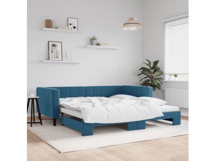 vidaXL Válenda s přistýlkou modrá 100 x 200 cm samet