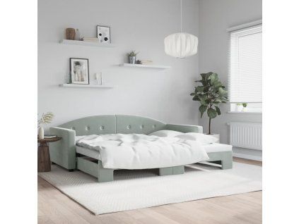 vidaXL Válenda s přistýlkou světle šedá 90 x 190 cm samet