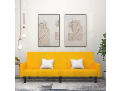 vidaXL 2místná rozkládací pohovka žlutá samet