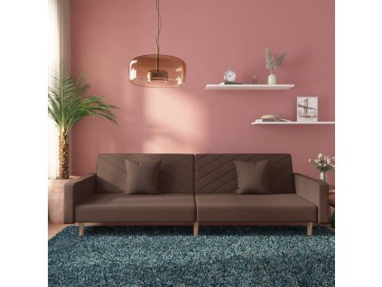 vidaXL 2místná rozkládací pohovka se 2 polštáři taupe textil