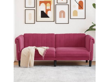 vidaXL Pohovka 2místná vínově červená samet