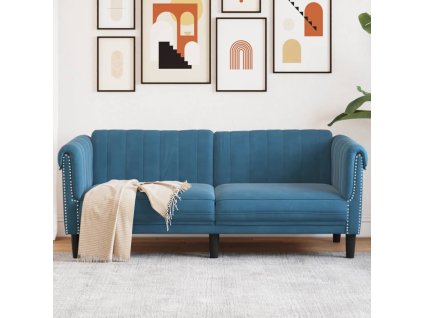 vidaXL Pohovka 2místná modrá samet