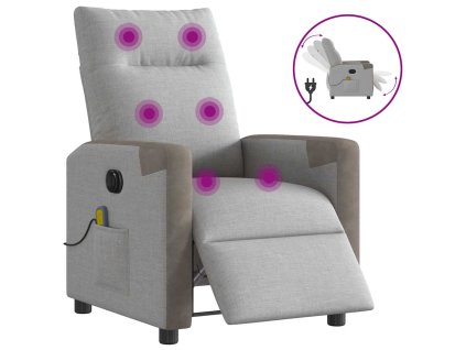 vidaXL Elektrické masážní polohovací křeslo obláčkově šedé textil