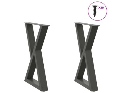 vidaXL Nohy k jídelnímu stolu 2 ks antracitové 60 x (72-73,3) cm ocelové