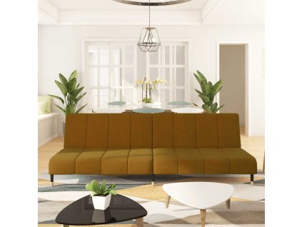 vidaXL 2místná rozkládací pohovka hnědá samet