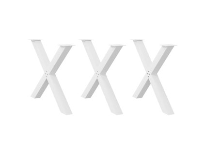 vidaXL Nohy k jídelnímu stolu ve tvaru X, 3 ks, bílé, 90 x (72-73) cm, ocel