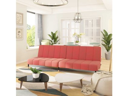vidaXL 2místná rozkládací pohovka růžová samet