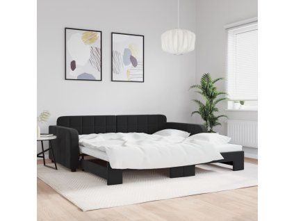 vidaXL Válenda s přistýlkou černá 100 x 200 cm samet