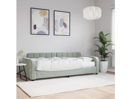 vidaXL Válenda s matrací světle šedá 80 x 200 cm samet