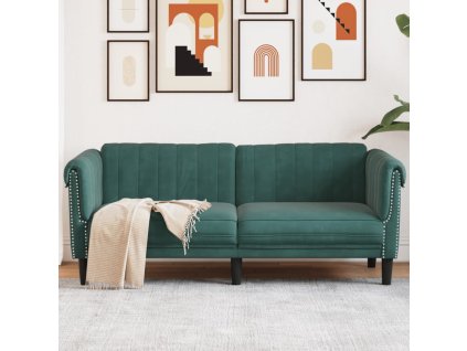 vidaXL Pohovka 2místná tmavě zelená samet