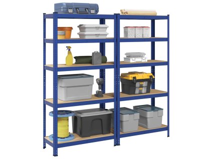 vidaXL 5patrové úložné regály 2 ks modré ocel a kompozitní dřevo