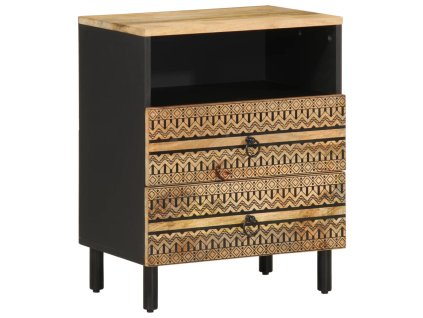 vidaXL Noční stolek černý 50 x 33 x 46 cm masivní hrubý mangovník