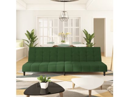 vidaXL 2místná rozkládací pohovka tmavě zelená samet