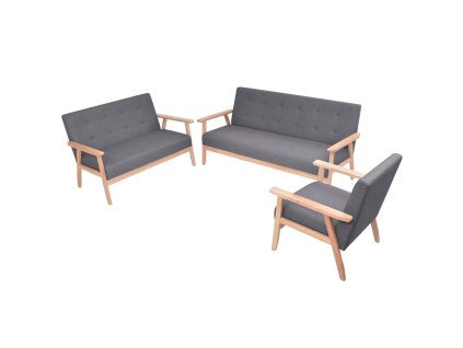 vidaXL 3dílná sedací souprava, tmavě šedé čalounění