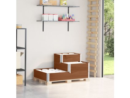 vidaXL 3patrový vyvýšený záhon hnědý 120 x 80 cm masivní borové dřevo