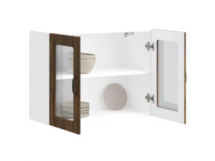 vidaXL Kuchyňská nástěnná skříňka se skleněnými dvířky "Lucca" kouřový dub, inženirské dřevo