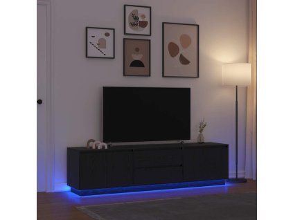 vidaXL TV skříňka s LED osvětlením černý dub 193,5x41x50 cm