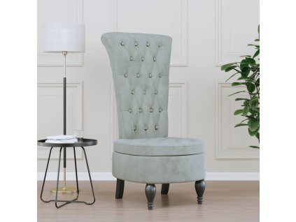 vidaXL Židle s vysokým opěradlem světle šedá samet design s knoflíky