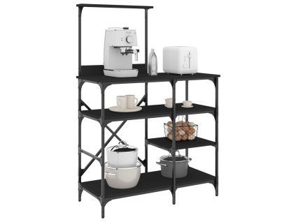 vidaXL Kuchyňský regál černý 90 x 40 x 132 cm kompozitní dřevo a kov