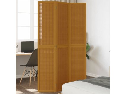 vidaXL Paraván 3dílný hnědý masivní dřevo pavlovnie