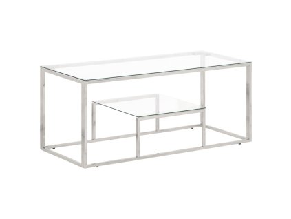 vidaXL Konferenční stolek stříbrný nerezová ocel a tvrzené sklo