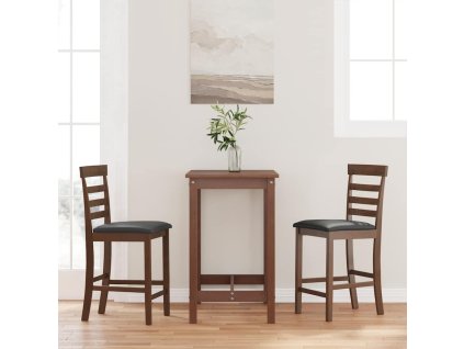 vidaXL Barové stoličky s polštáři 2 ks Hnědý masivní dřevěný kaučuk