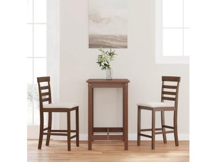 vidaXL Barové stoličky s polštáři 2 ks Hnědý masivní dřevěný kaučuk