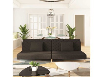 vidaXL 2místná rozkládací pohovka se 2 polštáři hnědá textil