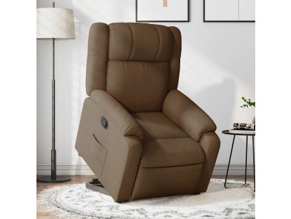 vidaXL Zvedací polohovací křeslo hnědé textil