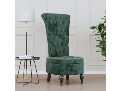 vidaXL Židle s vysokým opěradlem tmavě zelená samet design s knoflíky