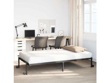 vidaXL Rám postele bez matrace skládací černý 100x190 cm ocelový