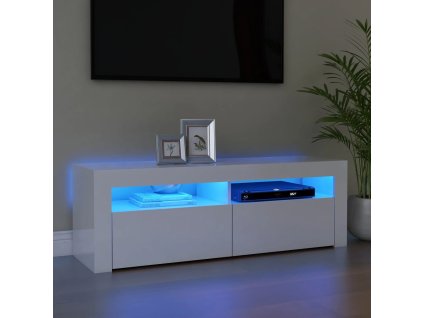vidaXL TV skříňka s LED osvětlením bílá s vysokým leskem 120x35x40 cm