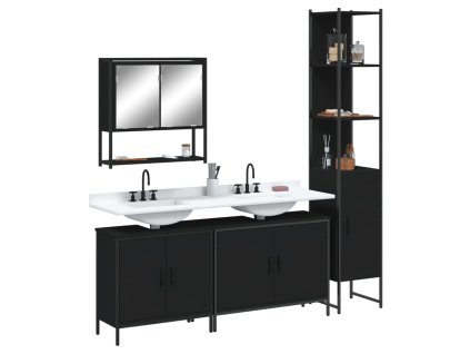 vidaXL 4dílný set koupelnového nábytku černý kompozitní dřevo