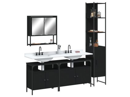 vidaXL 4dílný set koupelnového nábytku černý kompozitní dřevo