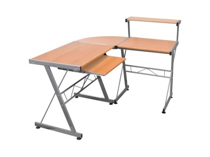 vidaXL Rohový počítačový stůl Hnědý 132 x 112 x 99 cm kompozitní dřevo