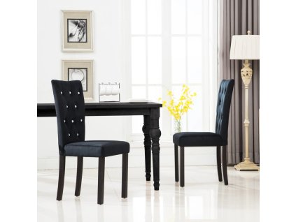 vidaXL Jídelní židle 2 ks černé samet