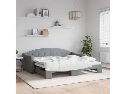 vidaXL Válenda s přistýlkou světle šedá 90 x 190 cm textil