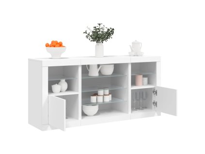 vidaXL Příborník s LED osvětlením bílý 142,5 x 37 x 67 cm