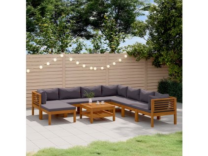 vidaXL 9dílná zahradní sedací souprava s poduškami masivní akácie
