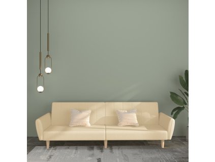 vidaXL 2místná rozkládací pohovka krémová textil