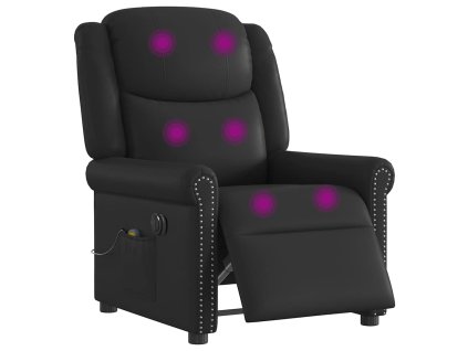 vidaXL Elektrické masážní polohovací křeslo lesklé černé umělá kůže