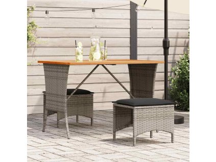 vidaXL Zahradní stůl s akáciovou deskou šedý 105x75x72 cm polyratan