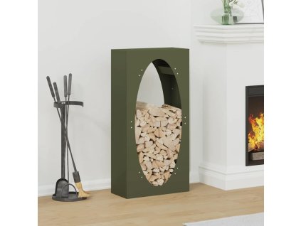 vidaXL Stojan na palivové dřevo olivově zelený 50x23x100 cm