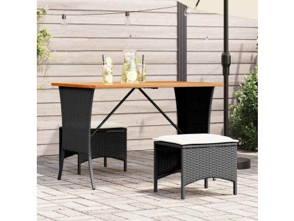 vidaXL Zahradní stůl s akáciovou deskou černý 105x75x72 cm polyratan