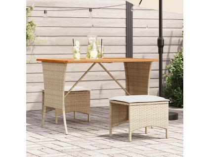vidaXL 3dílný zahradní jídelní set s poduškami béžový polyratan